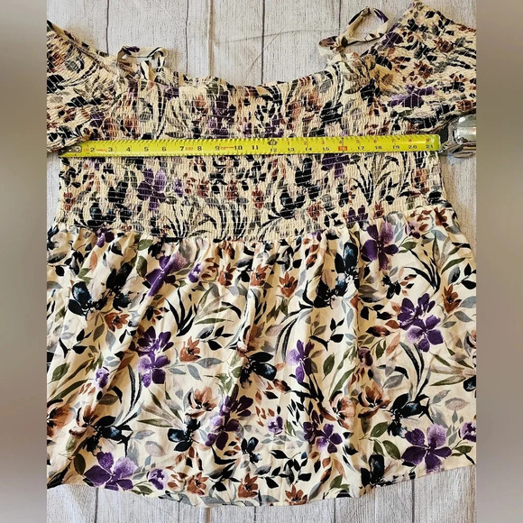 Torrid •Size 4X• NWT Floral Smocked Long Sleeve Challis Shirt Boho Off Shoulder - Picture 8 of 9